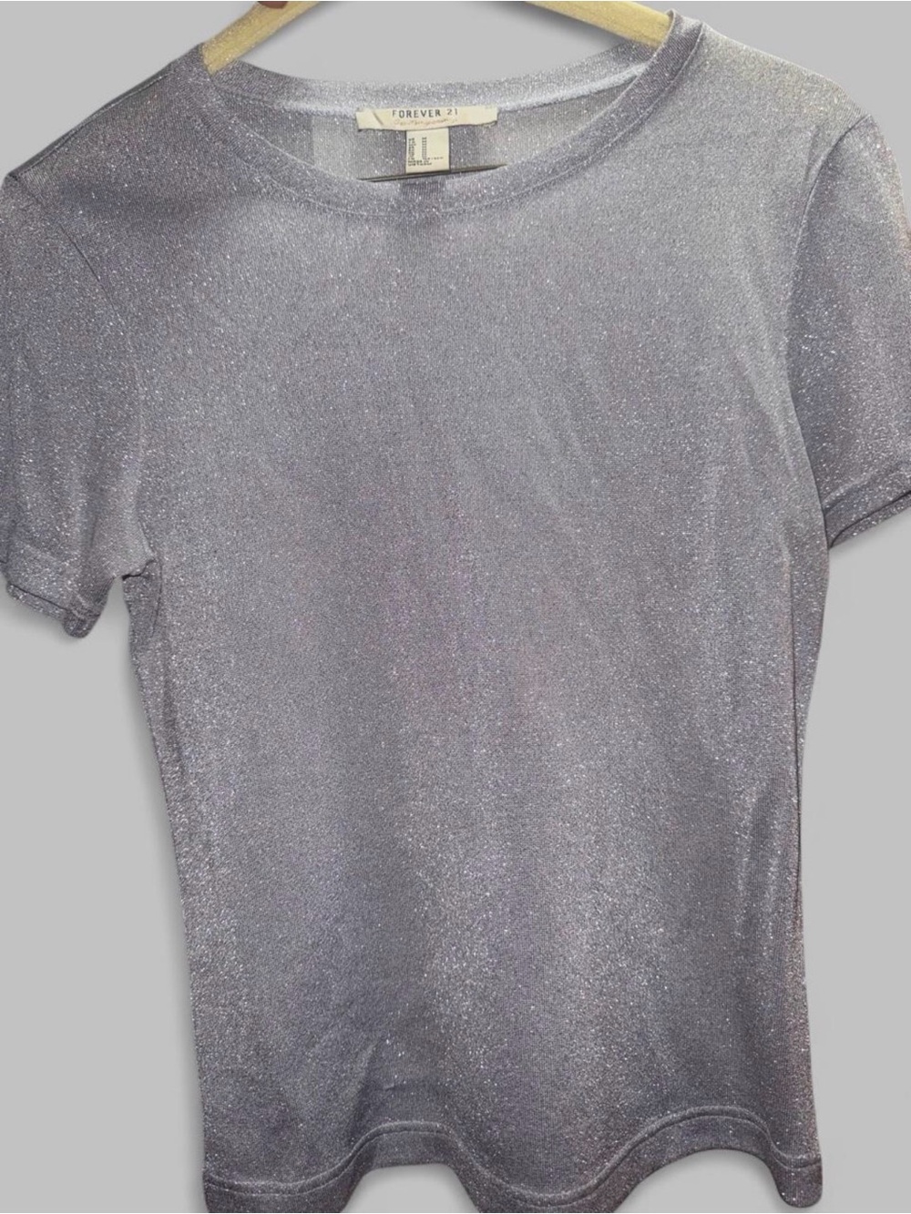 Forever 21 Sparkle Silver Short Sleeve Tee
